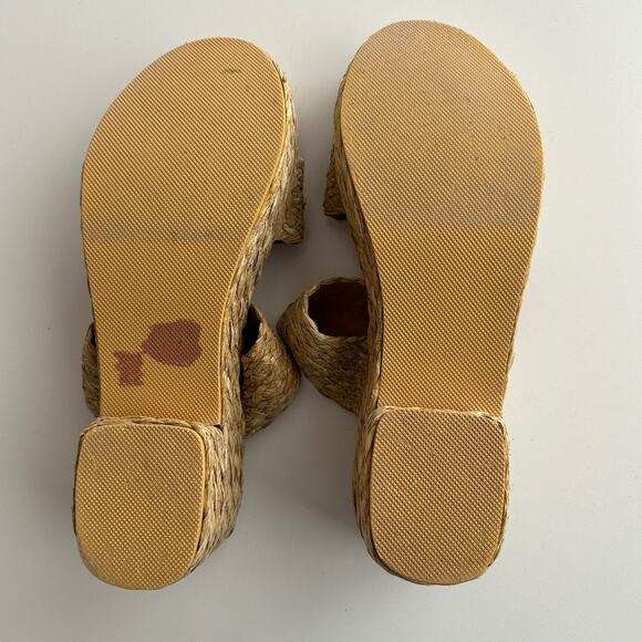 Beach by Matisse EUC Seaview Braided Straw Chunky Platform Slide Sandals 10 - Picture 6 of 8